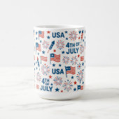 7月4日 🇺🇸 | アメリカの星条旗と花火 コーヒーマグカップ (中央)