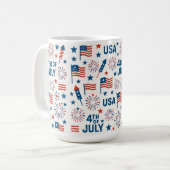 7月4日 🇺🇸 | アメリカの星条旗と花火 コーヒーマグカップ (正面左)