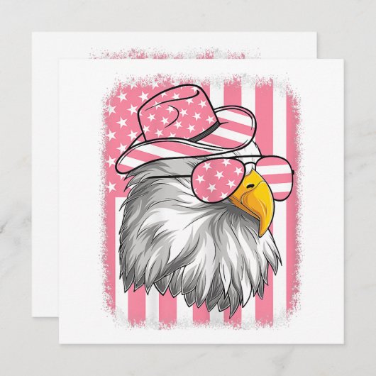 7月4日 アメリカンイーグル アメリカ国旗 愛国心 女性 招待状 (正面/裏面)