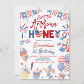7月4日 アメリカンガール ハニー 誕生日 招待状 (正面)