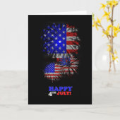 7月4日、アメリカ国旗の花火のグリーティングカード カード (黄色い花)