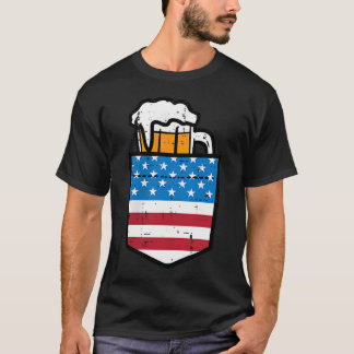 7月4日 アメリカ国旗ポケット面白い愛国主義者 Tシャツ