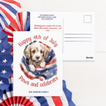 7月4日 アメリカ国旗 かわいい子犬