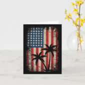 7月4日 アメリカ国旗 ヤシの木 USA アメリカ カード (黄色い花)