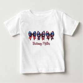 7月4日 アメリカ国旗 リボン カスタムTシャツ ベビーTシャツ