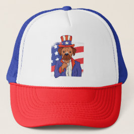 7月4日 アメリカ国旗 愛国的な犬のデザイン キャップ