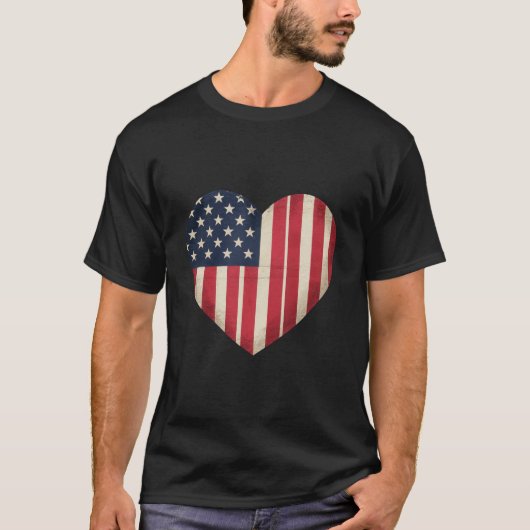 7月4日 アメリカ国旗 愛国的なUSA 星 条 Tシャツ (正面)
