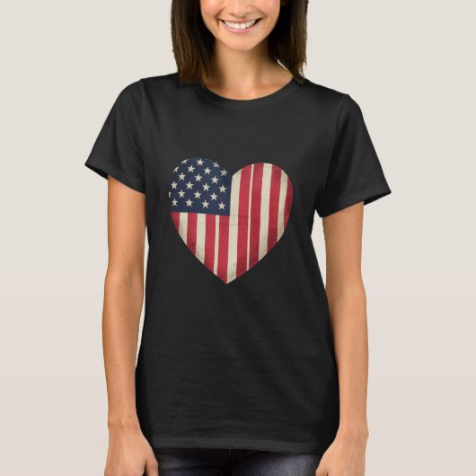 7月4日 アメリカ国旗 愛国的なUSA 星 条 Tシャツ (正面)