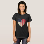 7月4日 アメリカ国旗 愛国的なUSA 星 条 Tシャツ (正面フル)