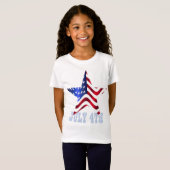 7月4日、アメリカ国旗、星 Tシャツ (正面フル)