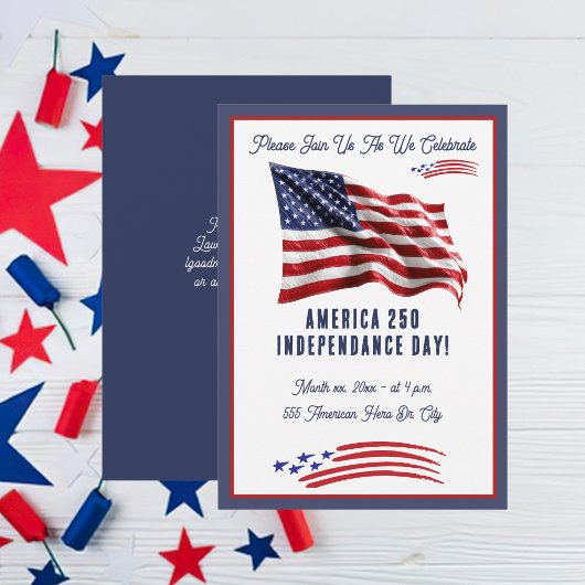 7月4日 アメリカ国旗 独立記念日 パーティー 招待状