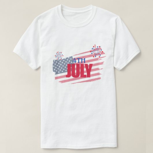 7月4日 アメリカ国旗 花火 Tシャツ | 独立記念日 (デザイン正面)