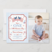 7月4日 アメリカ少年 誕生日フォト 招待状 (正面)