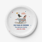 7月4日 アメリカ建国250周年 イーグルジェット戦闘機 ペーパープレート (正面)