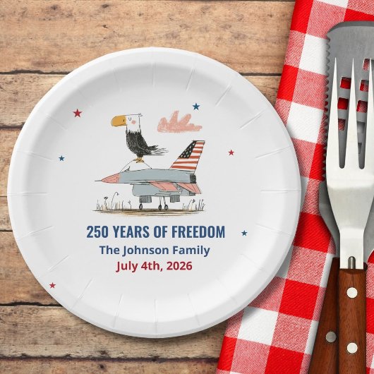 7月4日 アメリカ建国250周年 イーグルジェット戦闘機 ペーパープレート