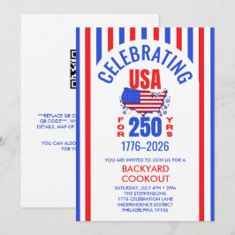 7月4日 アメリカ建国250年BBQパーティー祝賀 招待状