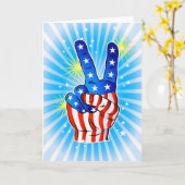 7月4日 – アメリカ愛国主義 – 勝利と平和 カード (黄色い花)