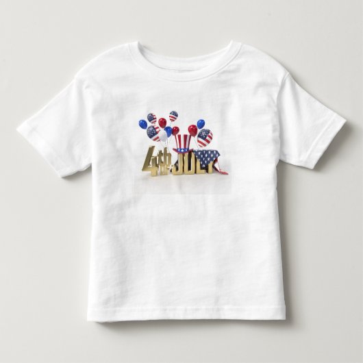 7月4日 アメリカ独立記念日おめでとう トドラーTシャツ (正面)