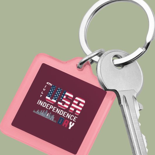 7月4日 – アメリカ独立記念日デザイン キーホルダー