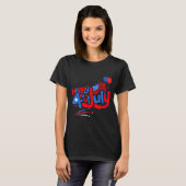 7月4日 アメリカ独立記念日 おめでとう Tシャツ (正面フル)