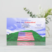 7月4日 アメリカ独立記念日 セレブレーション アメリカ国旗と緑の丘 招待状 (スタンド正面)