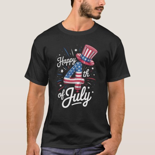 7月4日 アメリカ独立記念日 愛国 フラッグ Tシャツ (正面)
