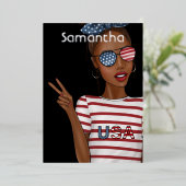 7月4日 アメリカ独立記念日 誕生日パーティー フ 箔招待状 (立ち正面)