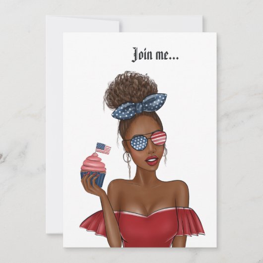 7月4日 アメリカ独立記念日 誕生日パーティー 招待状 (正面)