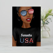 7月4日 アメリカ独立記念日 誕生日パーティー 箔招待状 (立ち正面)