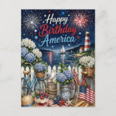 7月4日 アメリカ生誕祭 おめでとうございます 花火 ポストカード (正面)