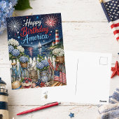 7月4日 アメリカ生誕祭 おめでとうございます 花火 ポストカード
