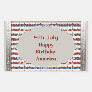 7月4日 アメリカ生誕祭 星条旗 長方形シール