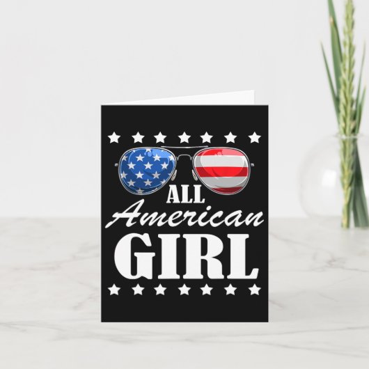 7月4日 アメリカ 独立記念日 愛国者 USA 女性 カード (正面)