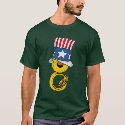 7月4日 アメリカ 男性 マーチングバンド スーザフォン f tシャツ (正面)