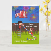 7月4日、カップルが飾りを付ける カード (黄色い花)