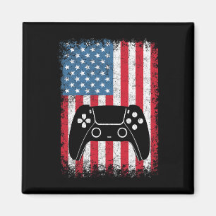 7月4日 ゲーム好きな子供 大人 アメリカ Tシャツ マグネット