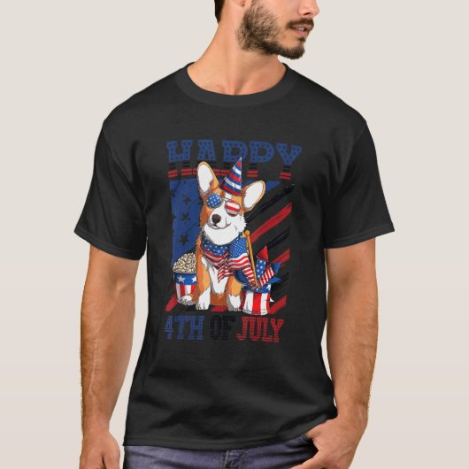 7月4日 コーギー Tシャツ (正面)
