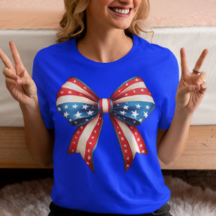 7月4日 サマー フラッグ USA ボウ・フォース Tシャツ