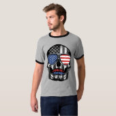 7月4日 スカル 独立記念日 ギフト Tシャツ (正面フル)
