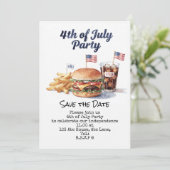 7月4日 セイブ・ザ・デート 独立記念日のパーティー 招待状 (スタンド正面)