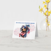 7月4日 ダックスフンド パーティー 招待状 (黄色い花)