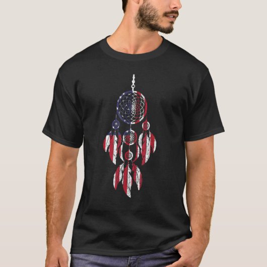 7月4日 ドリームキャッチャー 愛国 アメリカ 独立 Tシャツ (正面)