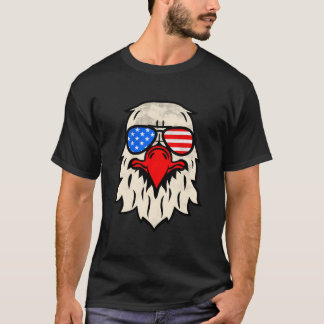 7月4日 ハッピー アメリカ国旗 サングラス アメリカ愛国者 Tシャツ