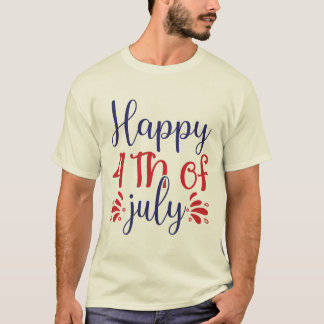 7月4日 ハッピー 独立記念日 タイポグラフィ Tシャツ