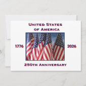 7月4日 バーベキュー、USA建国250周年、アメリカ国旗 招待状 (正面)