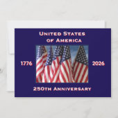 7月4日 バーベキュー、USA建国250周年、アメリカ国旗 招待状 (正面)