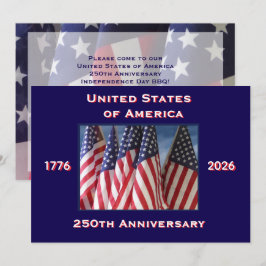 7月4日 バーベキュー、USA建国250周年、アメリカ国旗 招待状