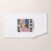 7月4日 パグ 愛国 ヴィンテージTシャツ デザイン_1 ハンドタオル (ハンドタオル)