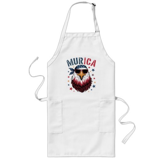 7月4日 パトリオティック おもしろイーグル アメリカ ロングエプロン (正面)