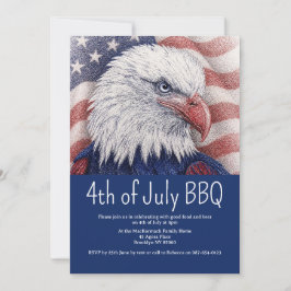 7月4日 パトリオティック 赤 白 青 フラッグ アメリカ BBQ 招待状